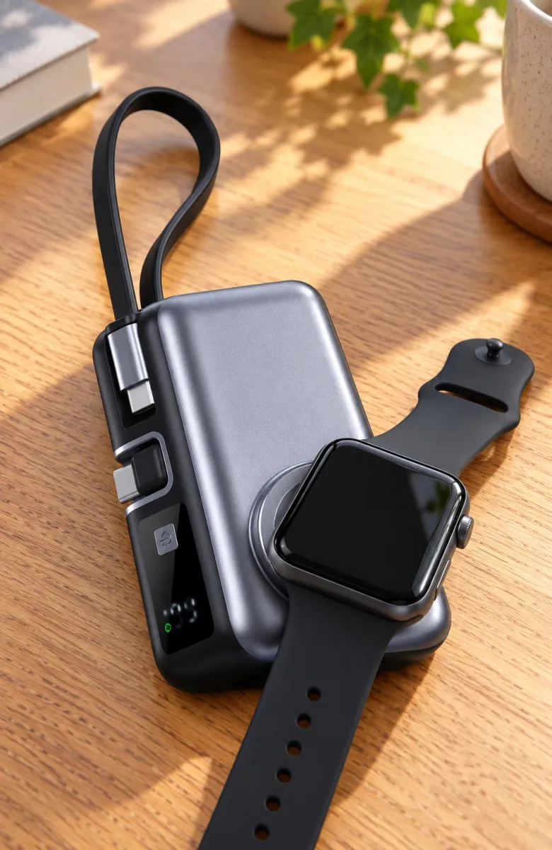 Power bank compatto S39 con ricarica wireless per orologio