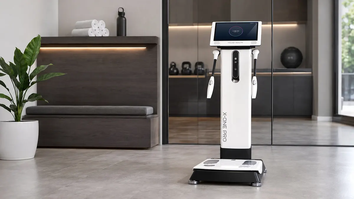 Fitness club body assessment area