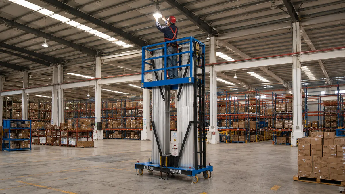 High-altitude maintenance across warehouse and logistics aisles