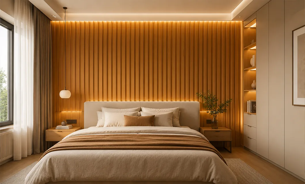 Gemütliche Schlafzimmer-Feature-Wand