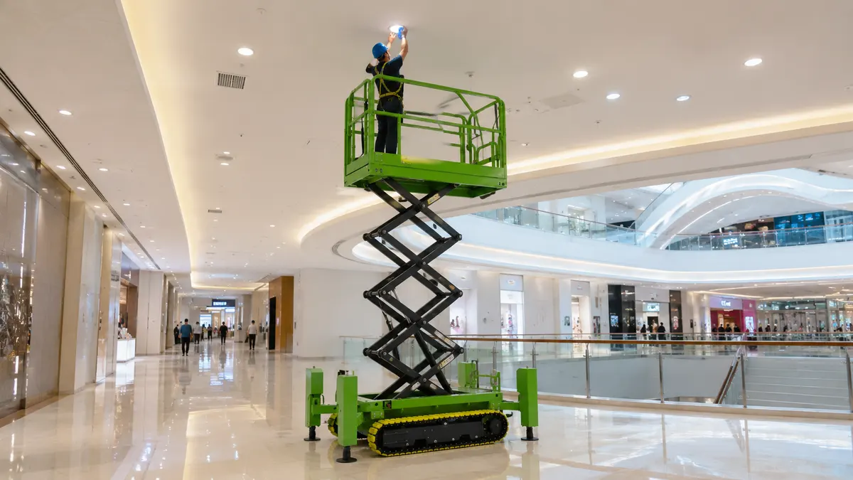 Shopping mall rooftop equipment inspection and maintenance access