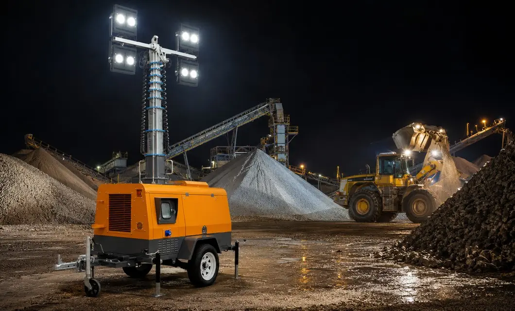 Nighttime construction at the building site