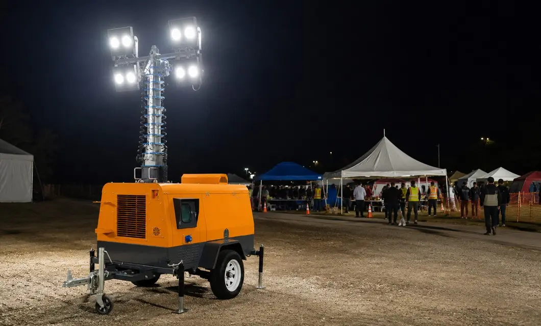 Nighttime operations at the mine’s material yard