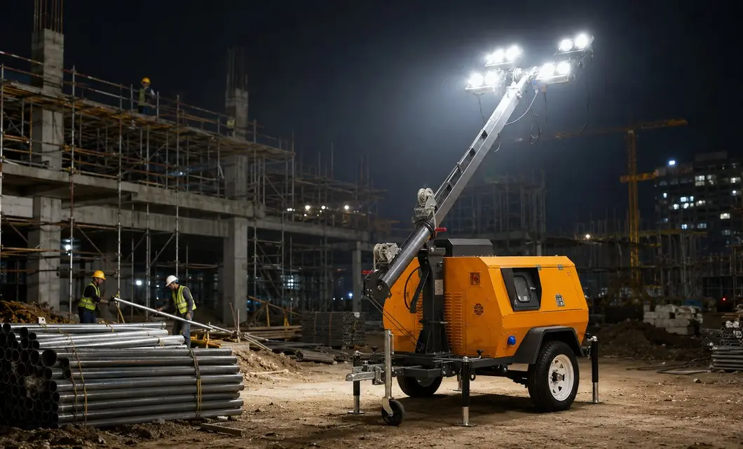 LED lighting supports safer visibility around active building construction areas.
