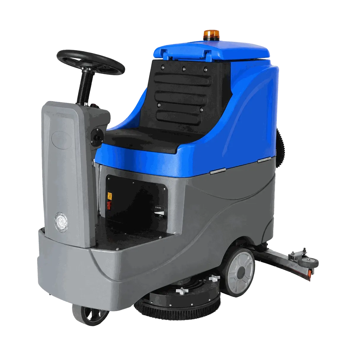 Dual-brush ride-on floor scrubber