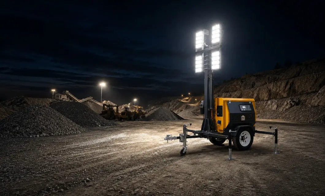 Four-panel LED lighting for dark mining and outdoor work areas.