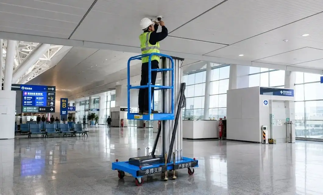 Airport terminal lighting, signage, and ceiling maintenance