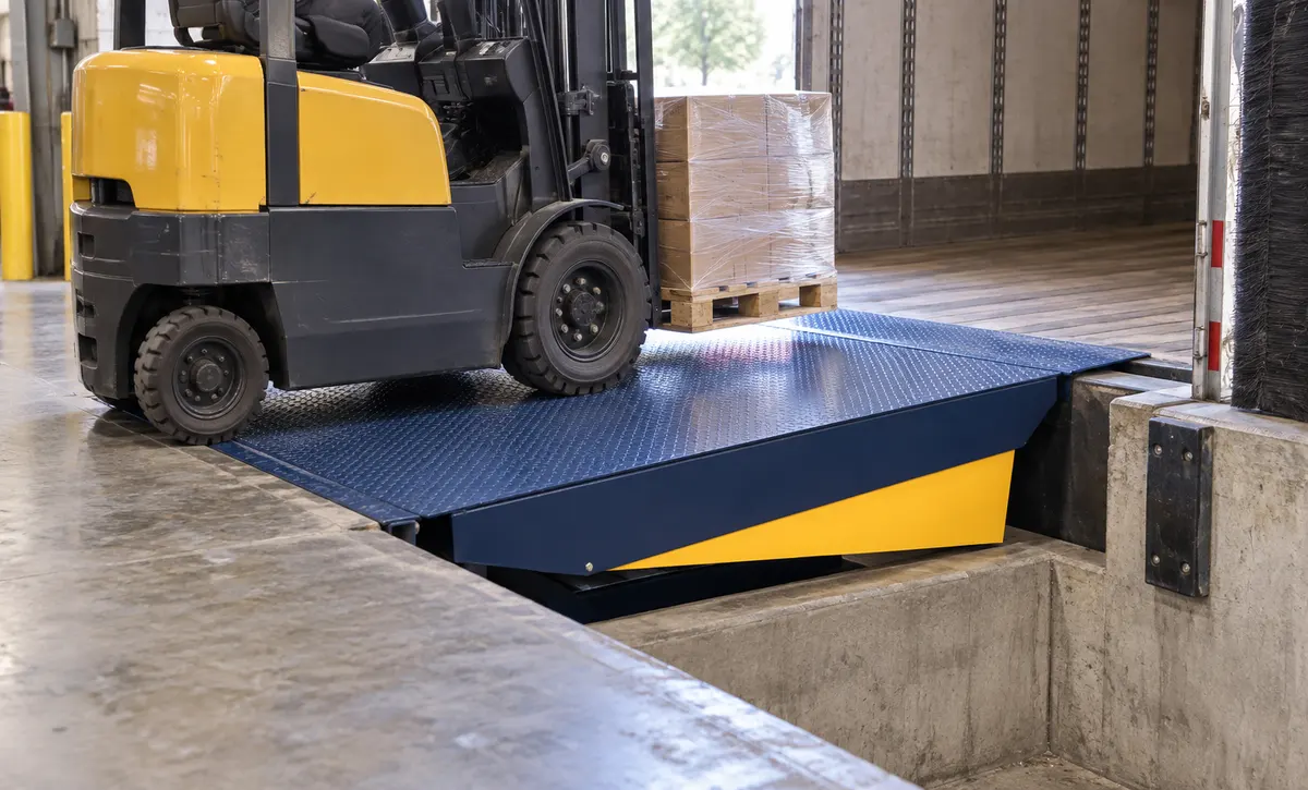 Gabelstapler Beladen über Dock Leveler