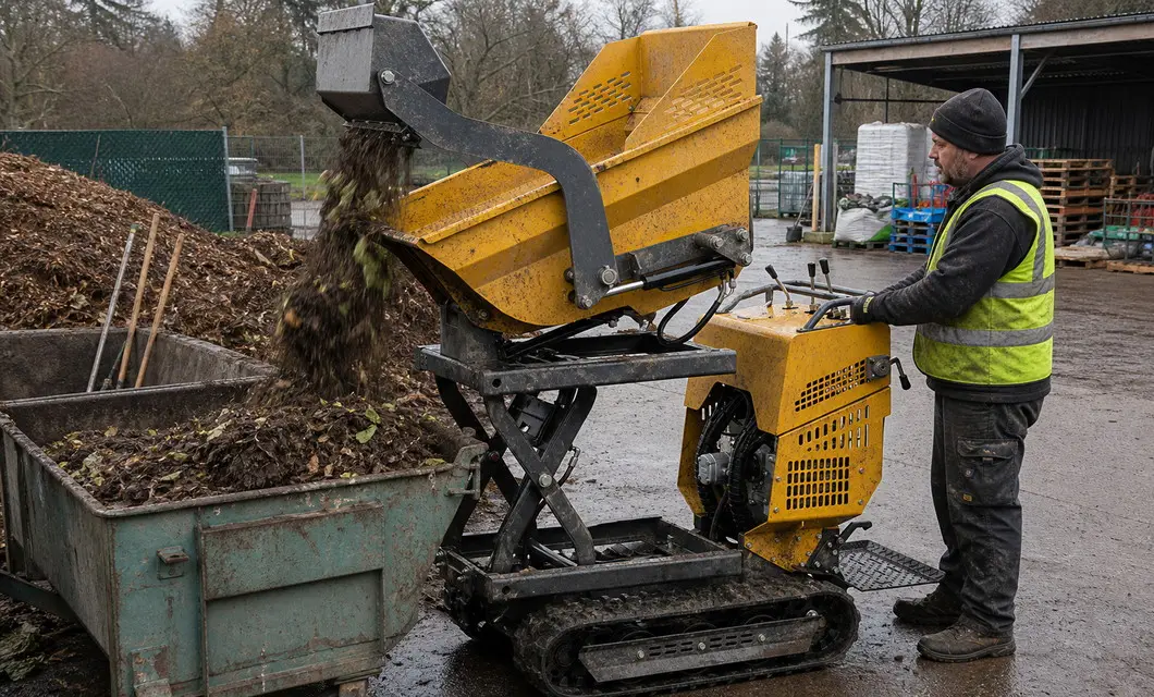 Compost bin loading for organic waste transfer at depot collection points