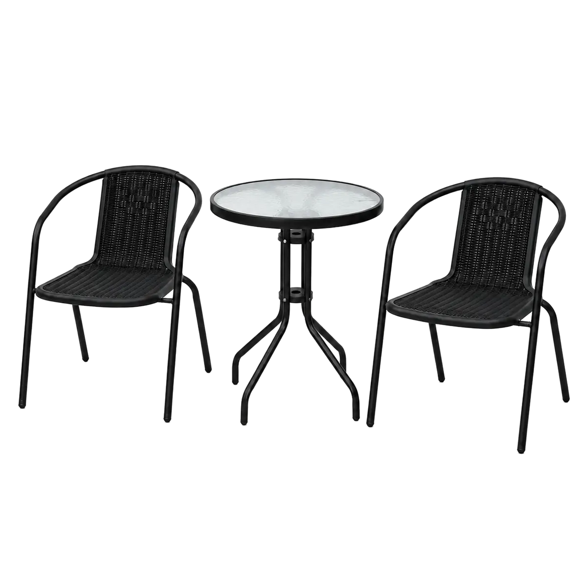 Black Woven Iron Small Round Table Set of Three