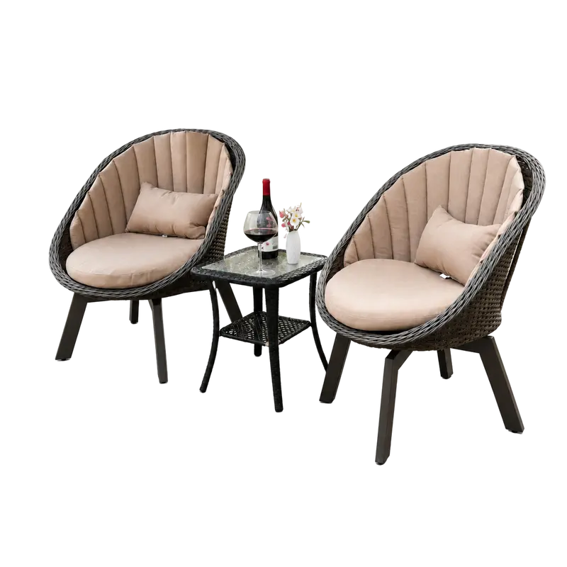 Leisure eggshell swivel chair three-piece set