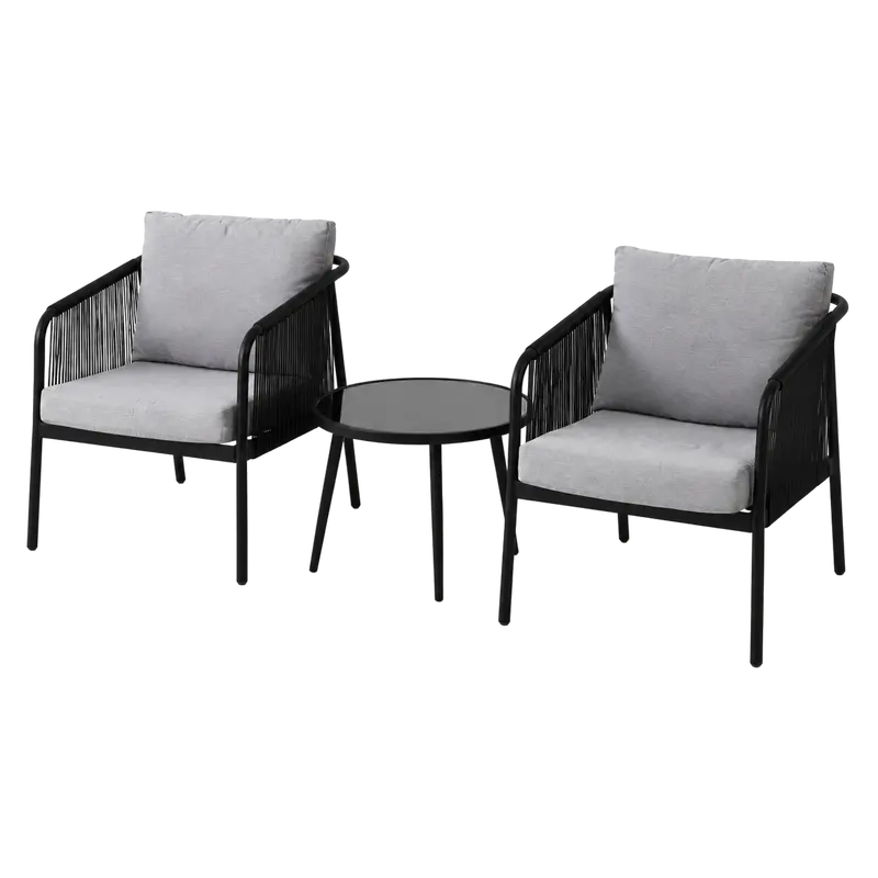 Balcony Light-Luxury Rope-Weaved Table and Chair Set