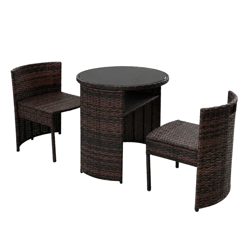 Round rattan dining table three-piece set