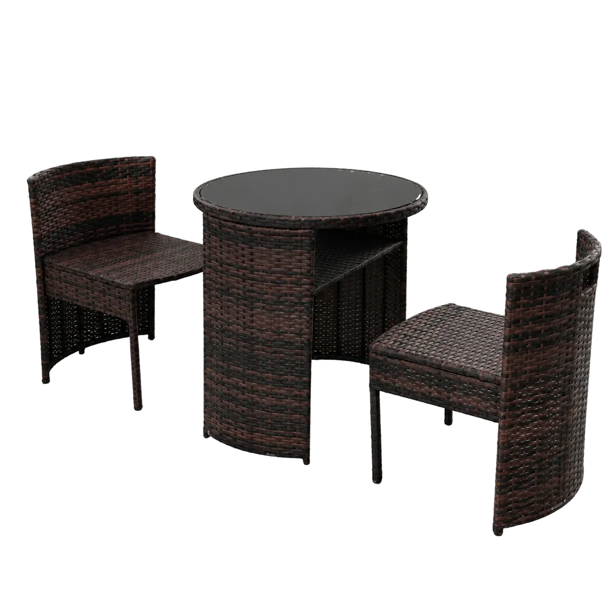 Round rattan dining table three-piece set