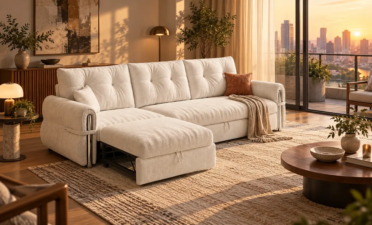 City Apartment Sleeper Sofa-A seção pull-out cria uma cama flexível la
