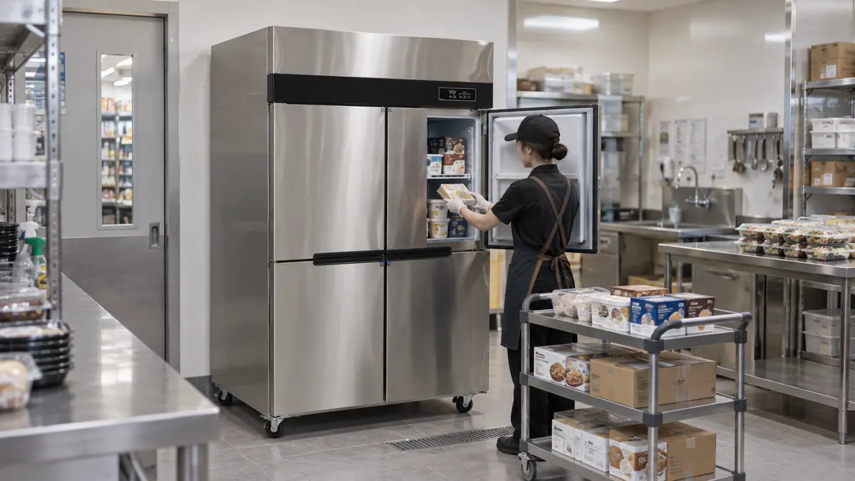Reposición de la cocina del congelador de cuatro puertas comercial