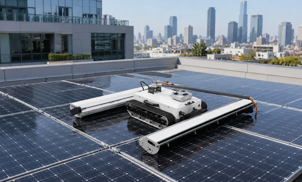 Nettoyage commercial de panneau solaire de dessus de toit dans des secteurs d'usine