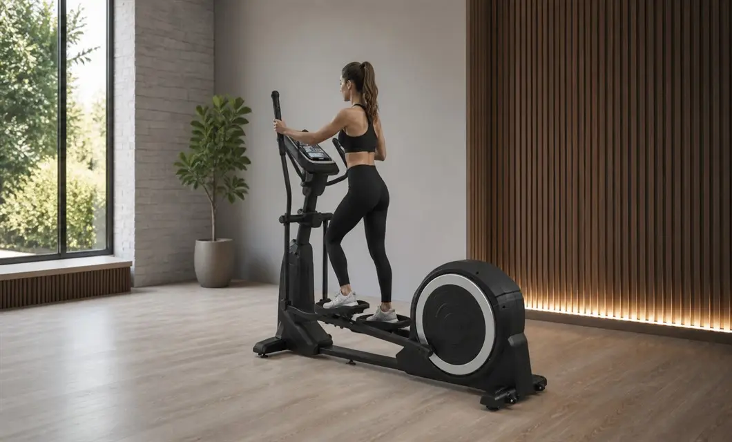 Coordinated exercise in a polished gym interior