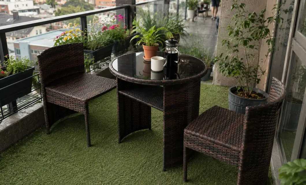 Cozy Balcony Dining Area Setting for Compact Home Entertaining