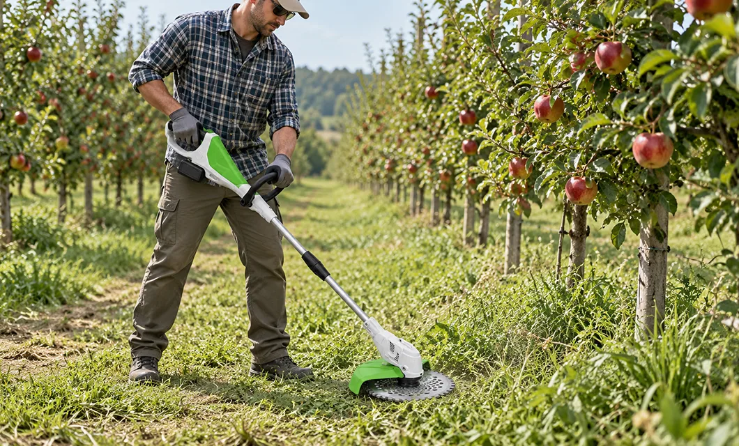 Cut weeds between rows for access