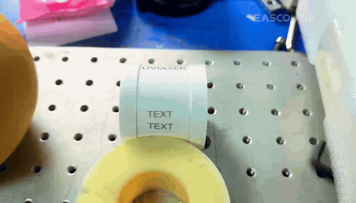 Sharp dark text on white PVC curves—no melt, no scorch.