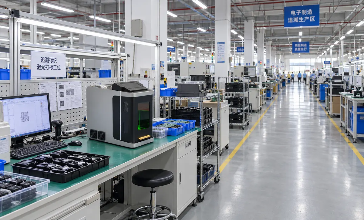 Electronics-related parts are organized for traceability marking