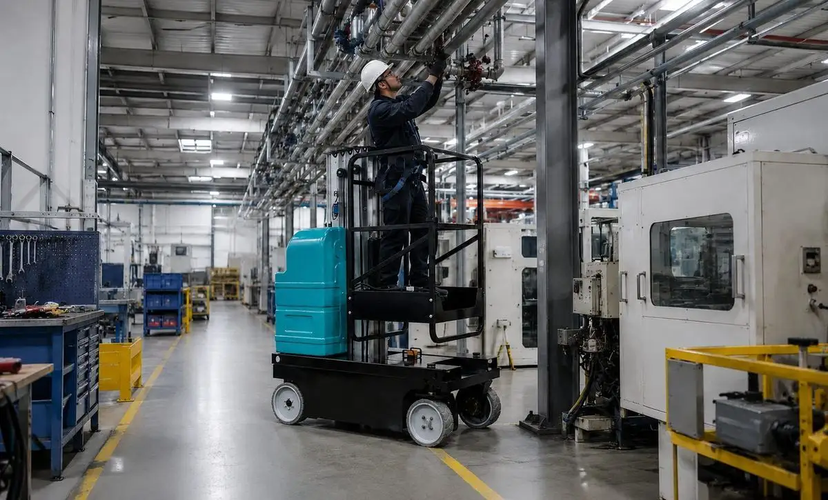 Industrial factory pipeline inspection and overhead maintenance operations