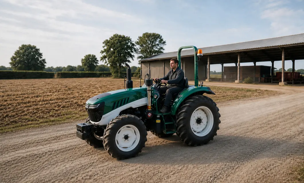 Offenes-Feld-Transit: Traktor-Transit auf gepflügtem Boden. 904B wird in dieser Arbeits einstellung angezeigt. Bestätigen Sie die Passform, das Gelände, die Strecken freigabe und die Betriebs bedingungen vor der Verwendung.