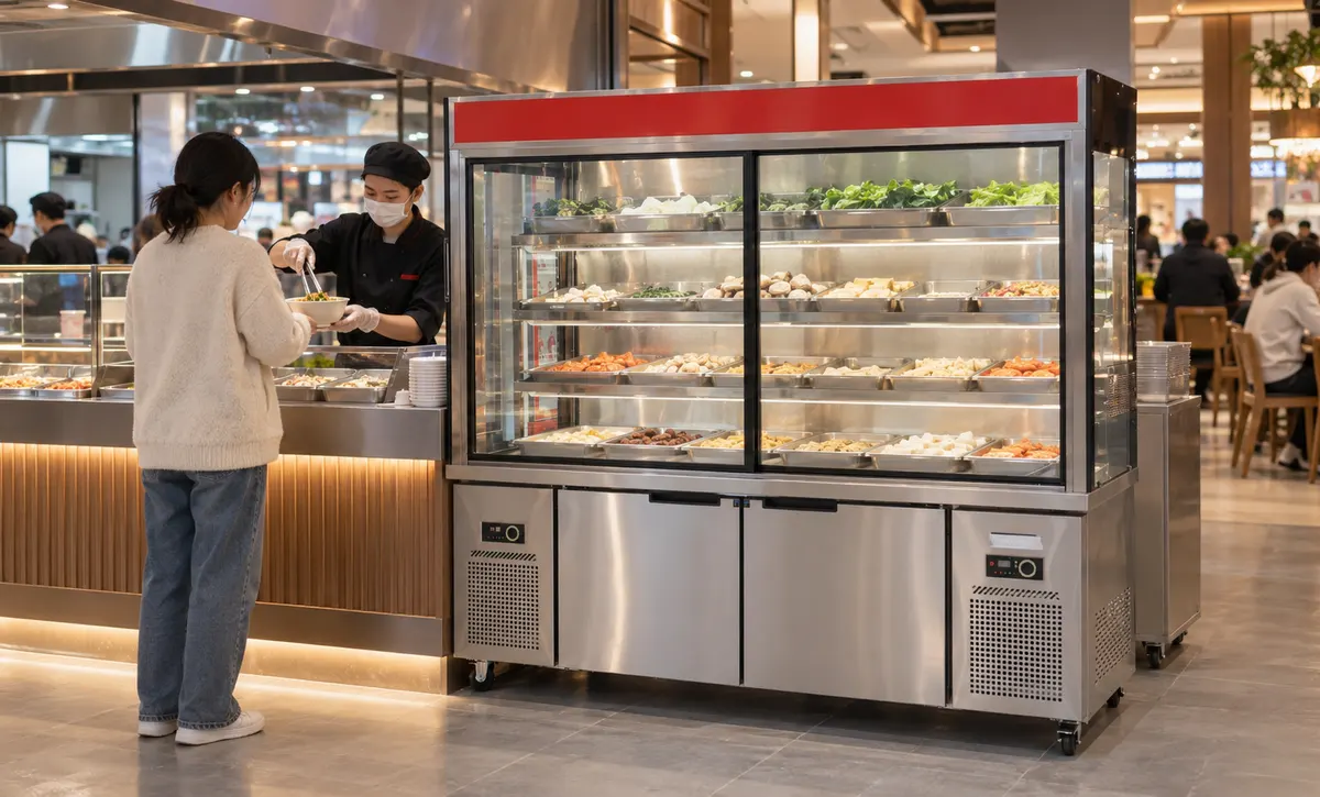 Food Court Mala Tang Display Cabinet Servizio clienti