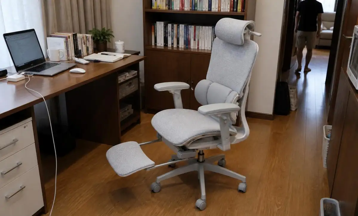 Footrest comfort beside shelves