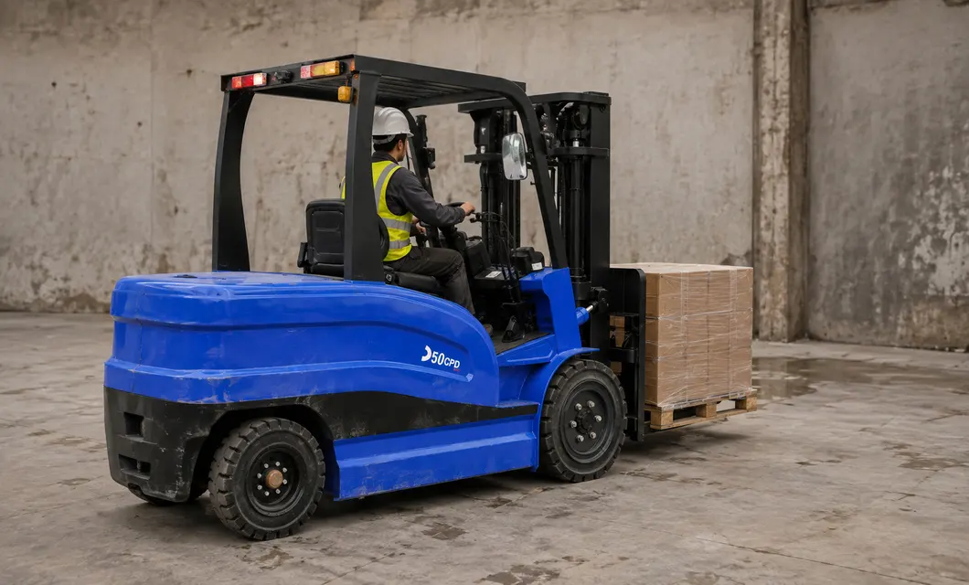 Warehouse Blue Forklift Pallet Transfer