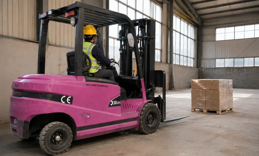 Warehouse Purple Forklift Pallet Transfer