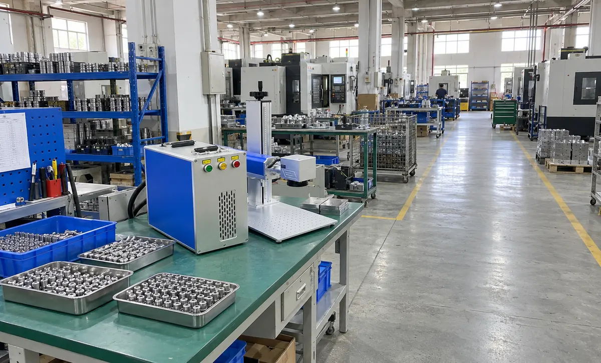 Hardware parts are organized for traceability marking in production