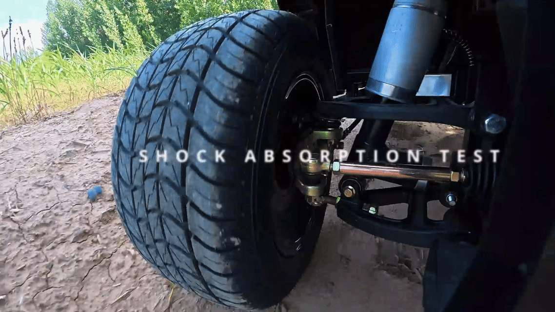Responsive suspension follows uneven ground to help the wheels maintain contact and provide a smoother ride.