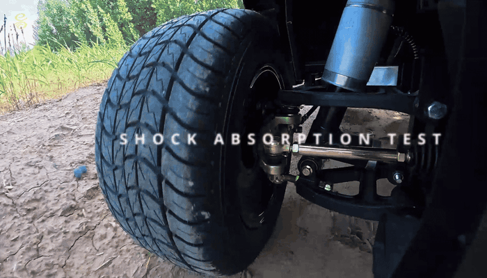 Responsive suspension follows uneven ground to help the wheels maintain contact and provide a smoother ride.