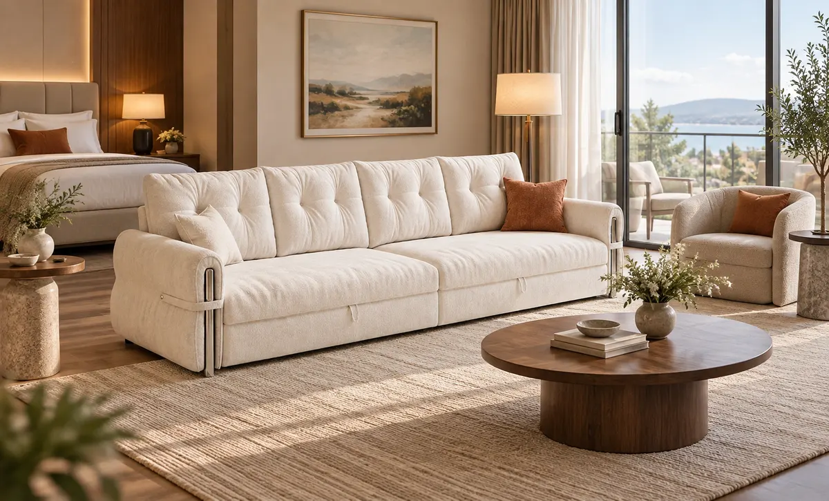 Luxo Guest Room Sofa-O sofá é colocado como uma peça de assento confortável
