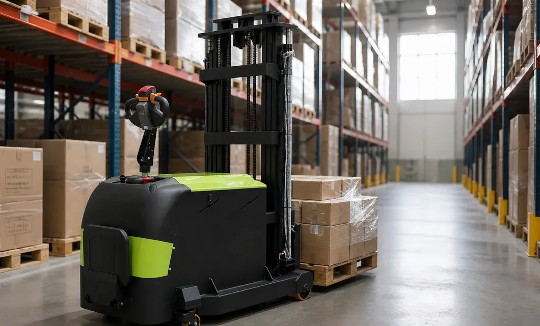 Pallet di chuyển qua lối đi nhà kho hẹp