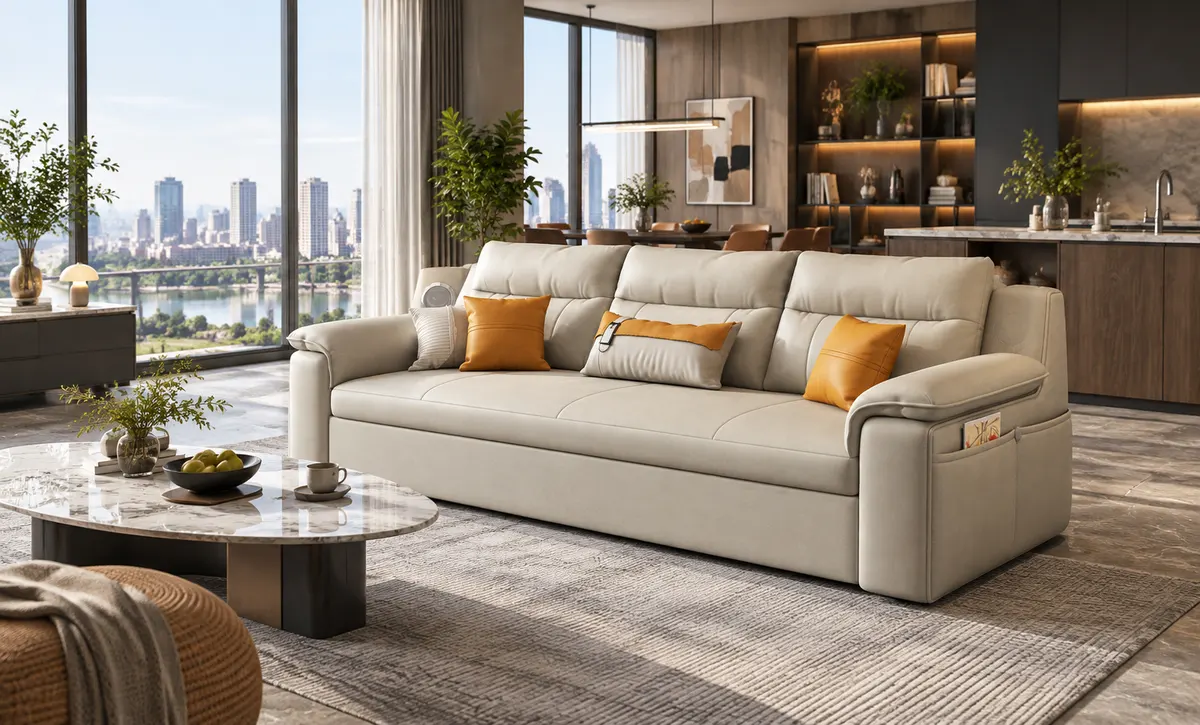 Offener Plan Wohnzimmer mit Stadt blick