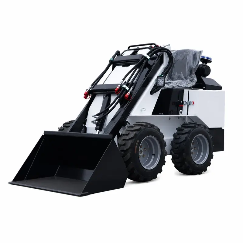 White wheeled mini skid steer loader