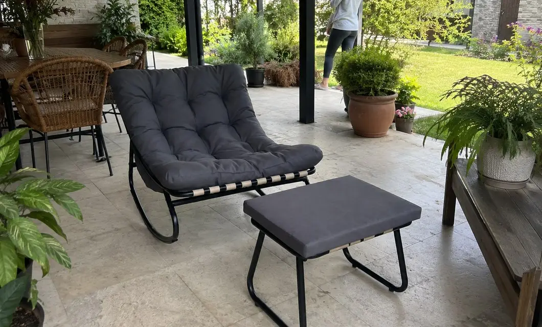 Quiet Courtyard Reading Corner for Gentle Rocking and Rest