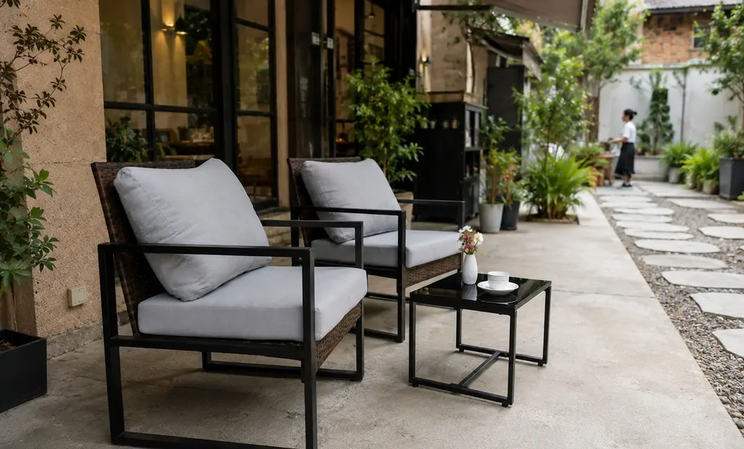 Courtyard Coffee for relaxed outdoor dining, conversation, and rest.