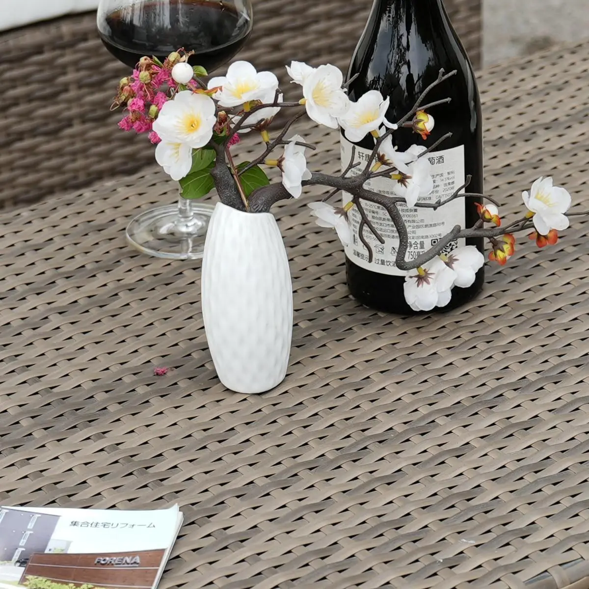 Meja kopi tenun rotan-Detail meja