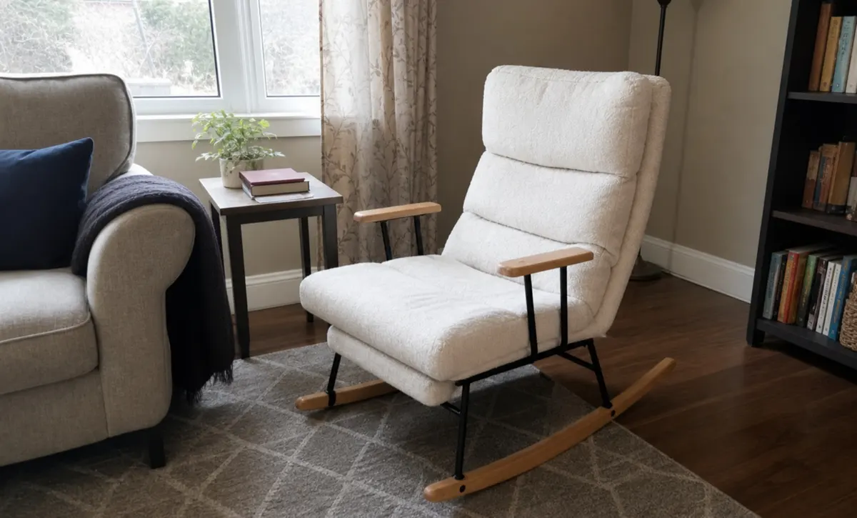 Reading chair beside the bed for a comfortable bedroom corner.
