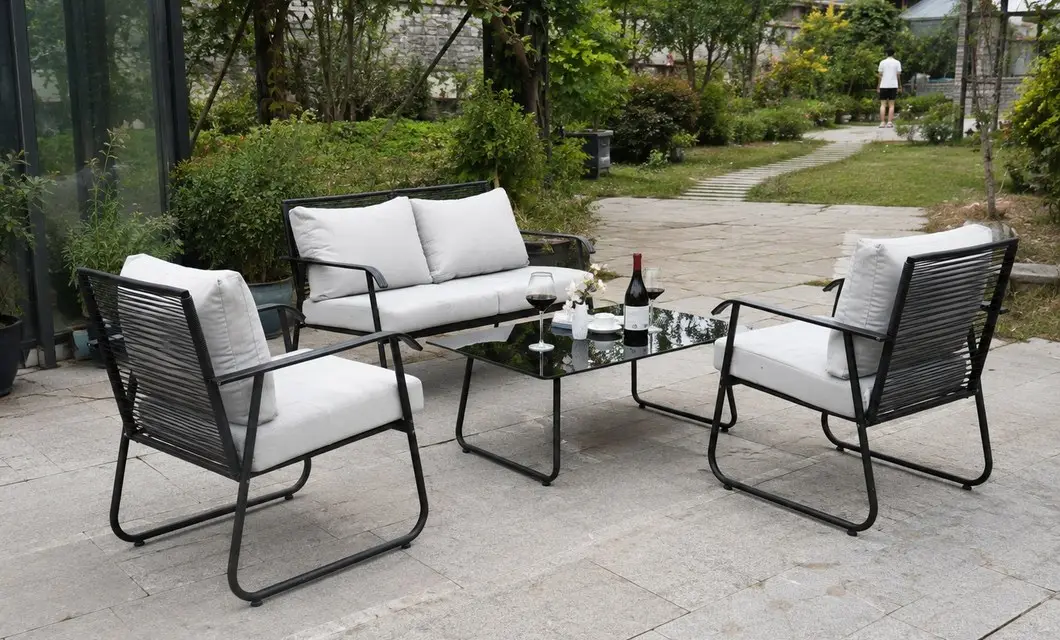 Villa terrace seating for refined outdoor dining, conversation, and comfortable rest.