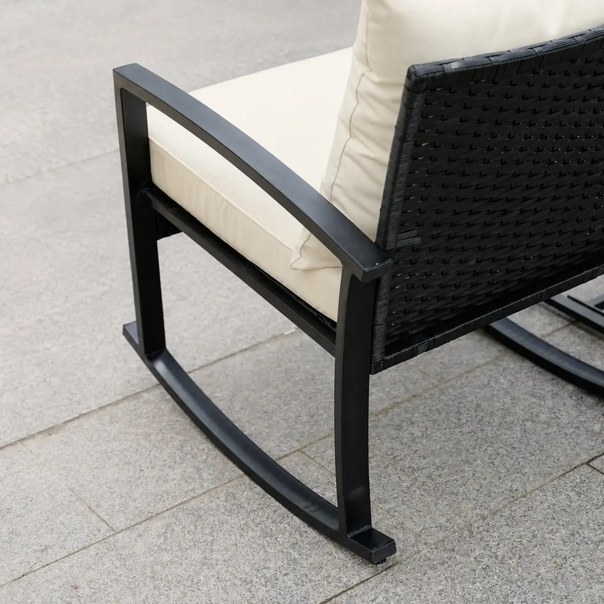 Sedia a dondolo-Posteriore-Rattan-Tessere-Dettaglio