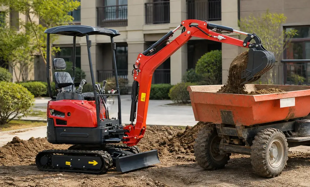 Soil loaded during residential courtyard work
