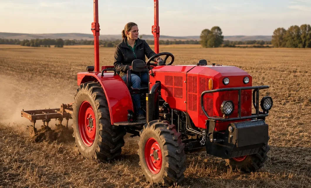 Farm Lane Transit: Fahrt auf dem schlammigen Farm Lane. WW-504G ist in dieser Einsatzkonfiguration dargestellt; vor dem Einsatz die Passform des Anbaugeräts, das Gelände, die Wegfreigabe und die Betriebsbedingungen überprüfen.