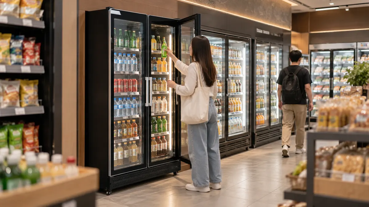 Supermarkt Getränke Display Kühlschrank