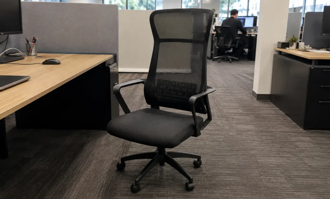 Tall mesh chair for desk rows