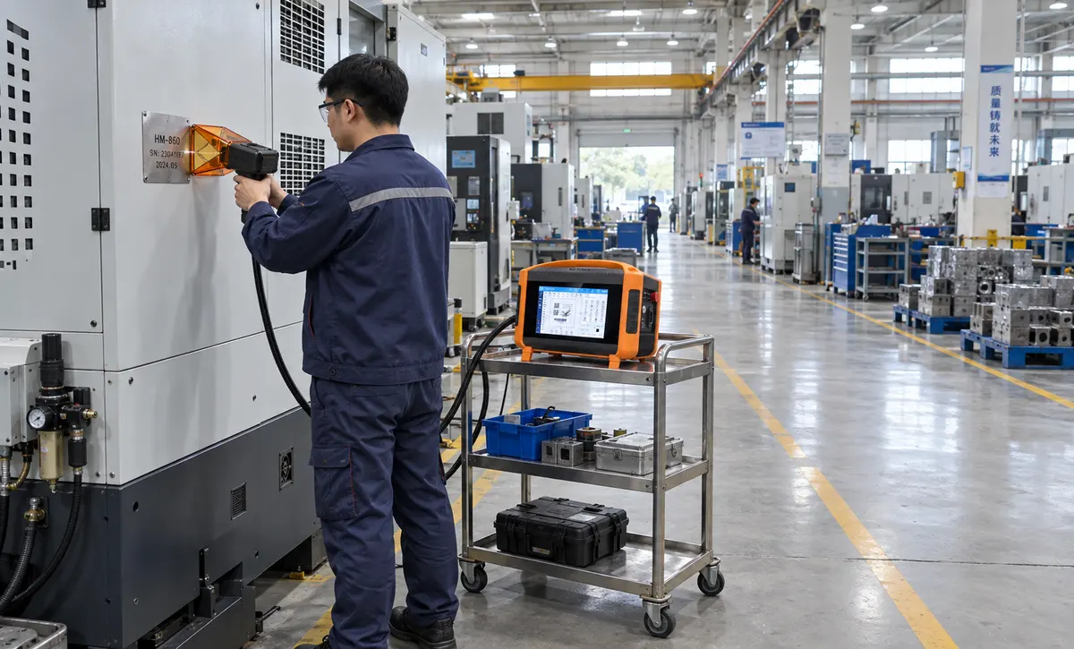 The system is used near factory equipment where identification and traceability marking can be carried out without placing the entire machine over the workpiece